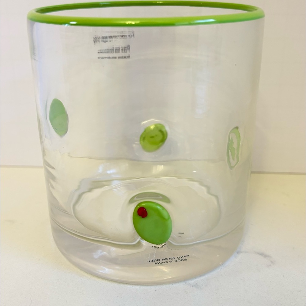 Icon Juice Glass with Green Olives